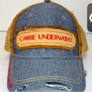 Carrie Underwood The Storyteller Tour Denim and Tan Distressed Cap unisex